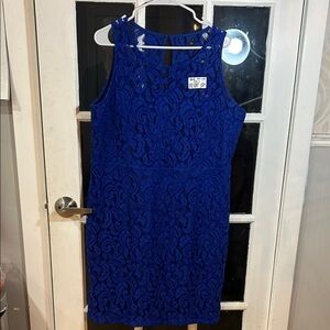 B15.    Royal Blue Lace Sheath Dress - Classic Women's Dress